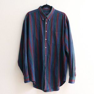 Norsport Men's Long Sleeve Button Down Striped Shirt L (Tall)